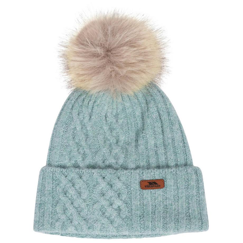 Bonnet À Maille Torsadée Et Pompon Duveteux À Poils Longs Cedar