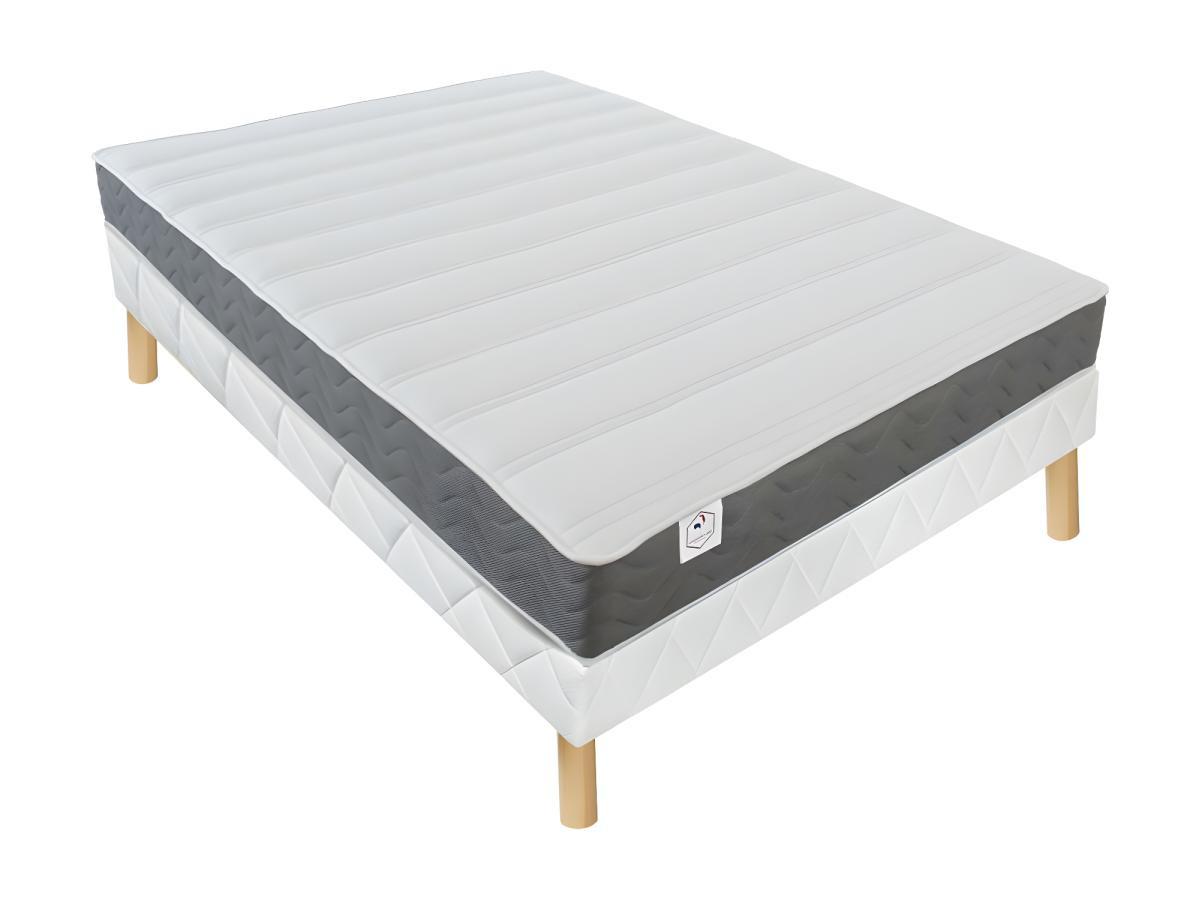 Vente-unique Ensemble 140 x 200 cm sommier + matelas mousse HD mémoire de forme et tissu 3D respirant ép.18cm - HEAVEN de DREAMEA  