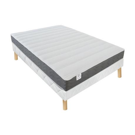 Vente-unique Ensemble 140 x 200 cm sommier + matelas mousse HD mémoire de forme et tissu 3D respirant ép.18cm - HEAVEN de DREAMEA  