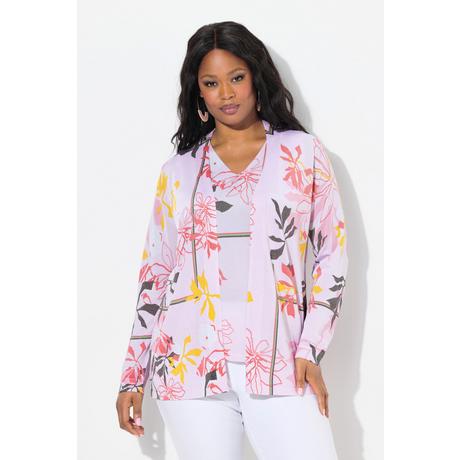Ulla Popken Cardigan Manches Longues Motif Floral  