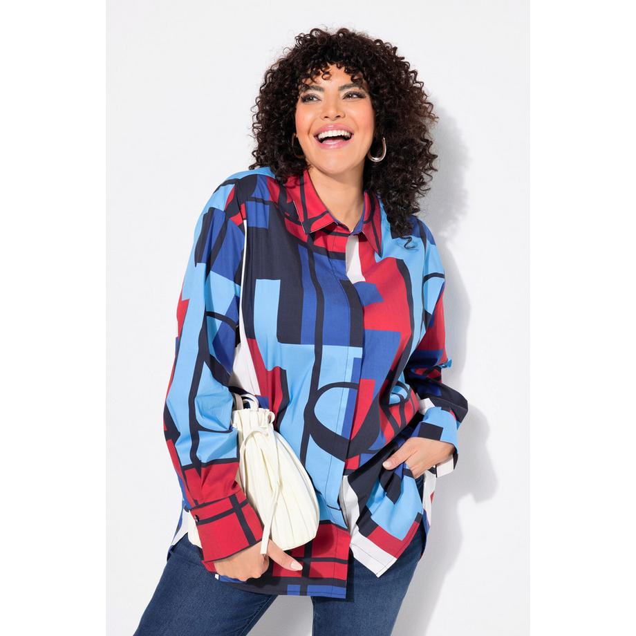 Ulla Popken Oversized Hemdbluse Color Block Langarm  
