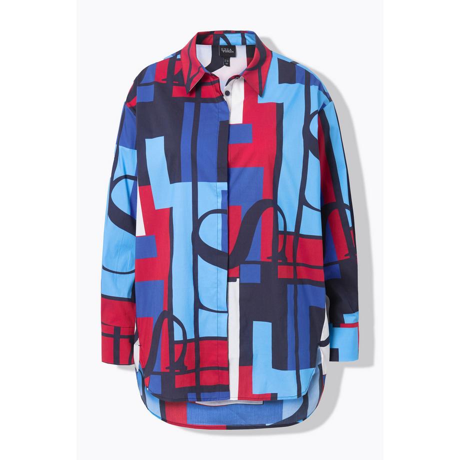 Ulla Popken Oversized Hemdbluse Color Block Langarm  