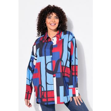 Camicia, blocchi di colore, oversize, collo a camicia, manica lunga