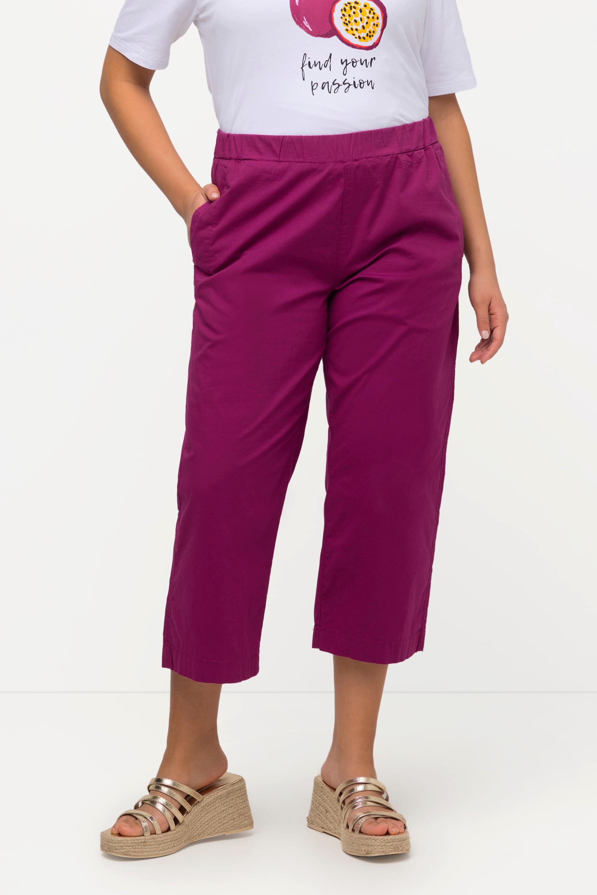 Ulla Popken  Pantaloni a 7/8 modello Ruby con ginocchio preformato, taglio della gamba dritto e cintura elastica 