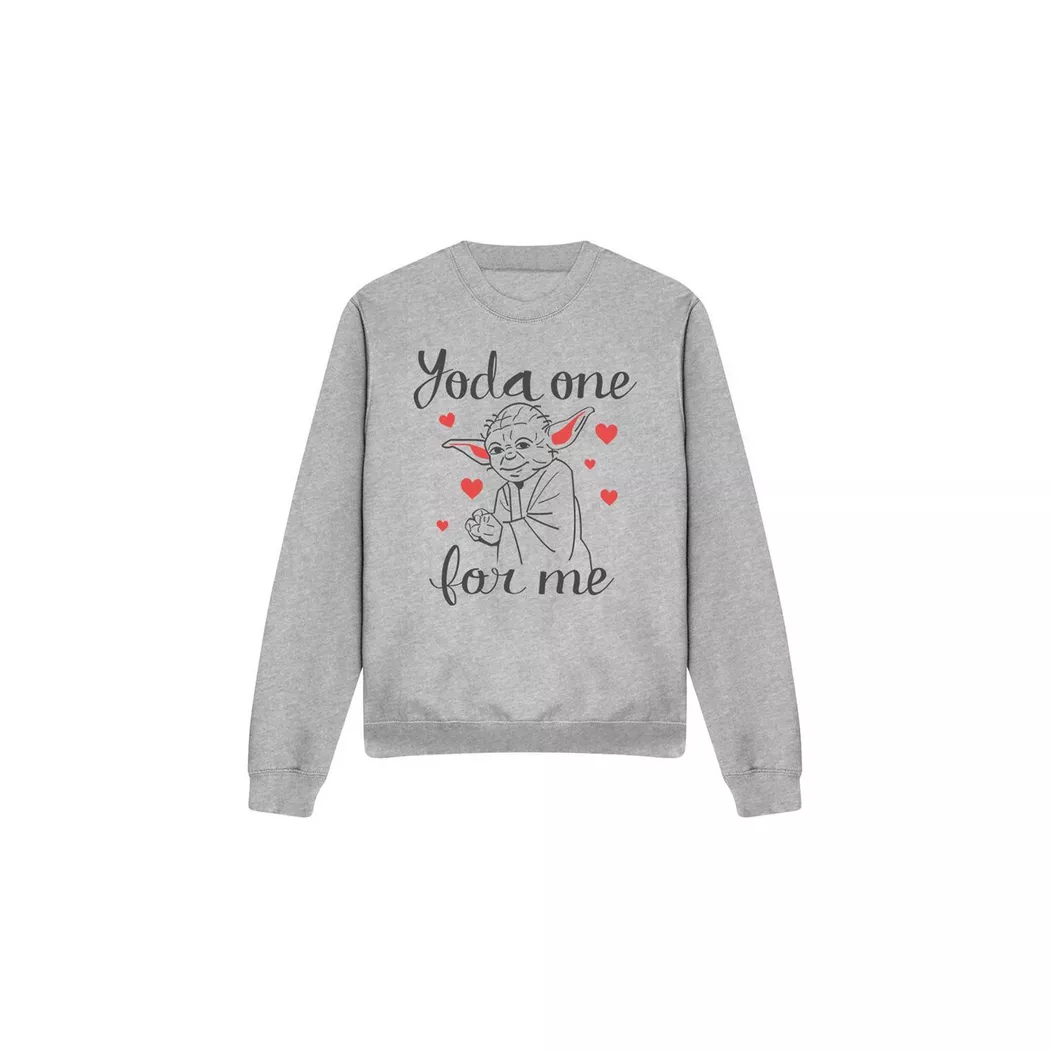 STAR WARS - Yoda One For Me Sweatshirt Valentinstag, per uomo, Grigio siderale, Größe XXL