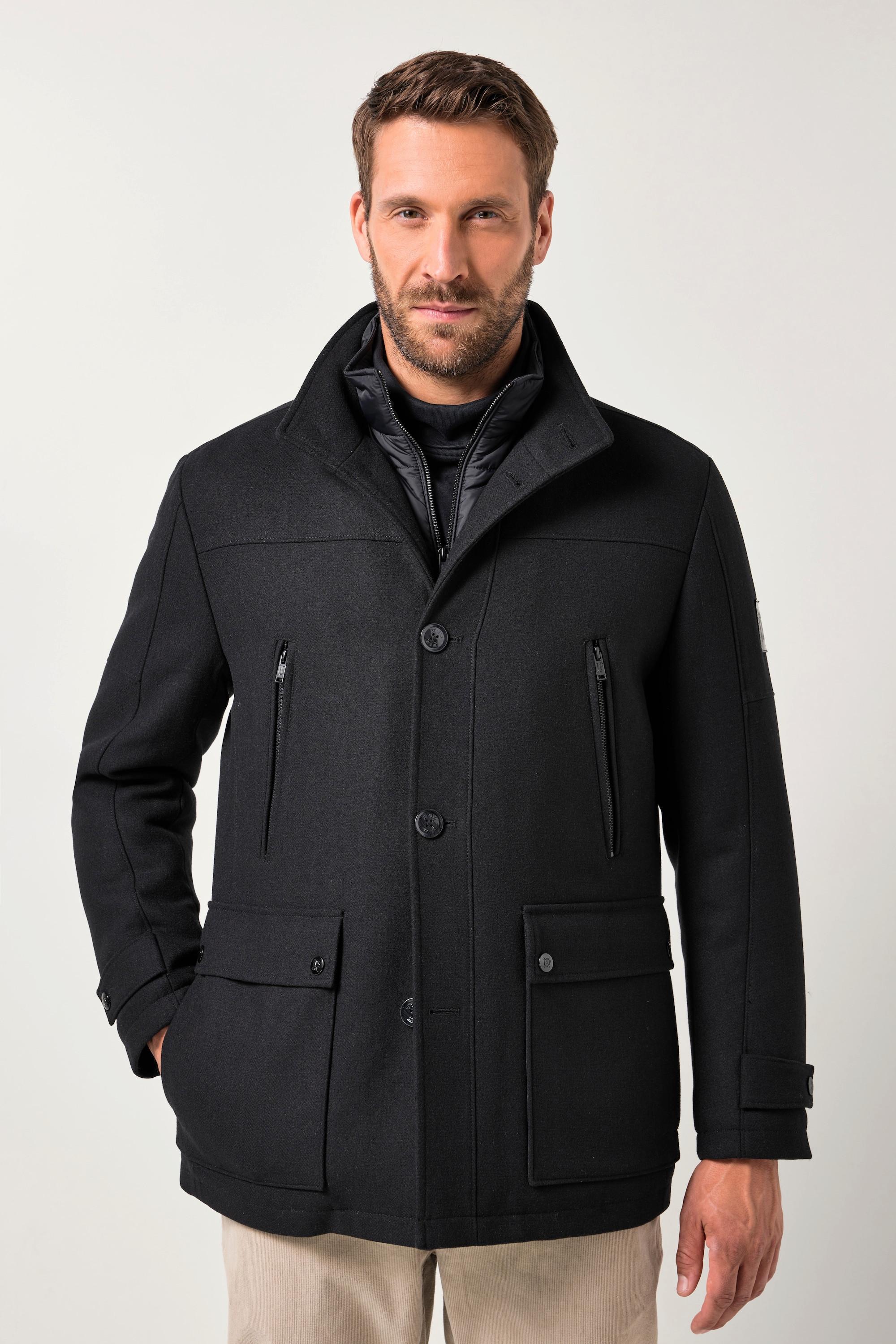 JP1880 Giacca Misto Lana Idrorepellente Inserto Spina di Pesce Collo Alto  