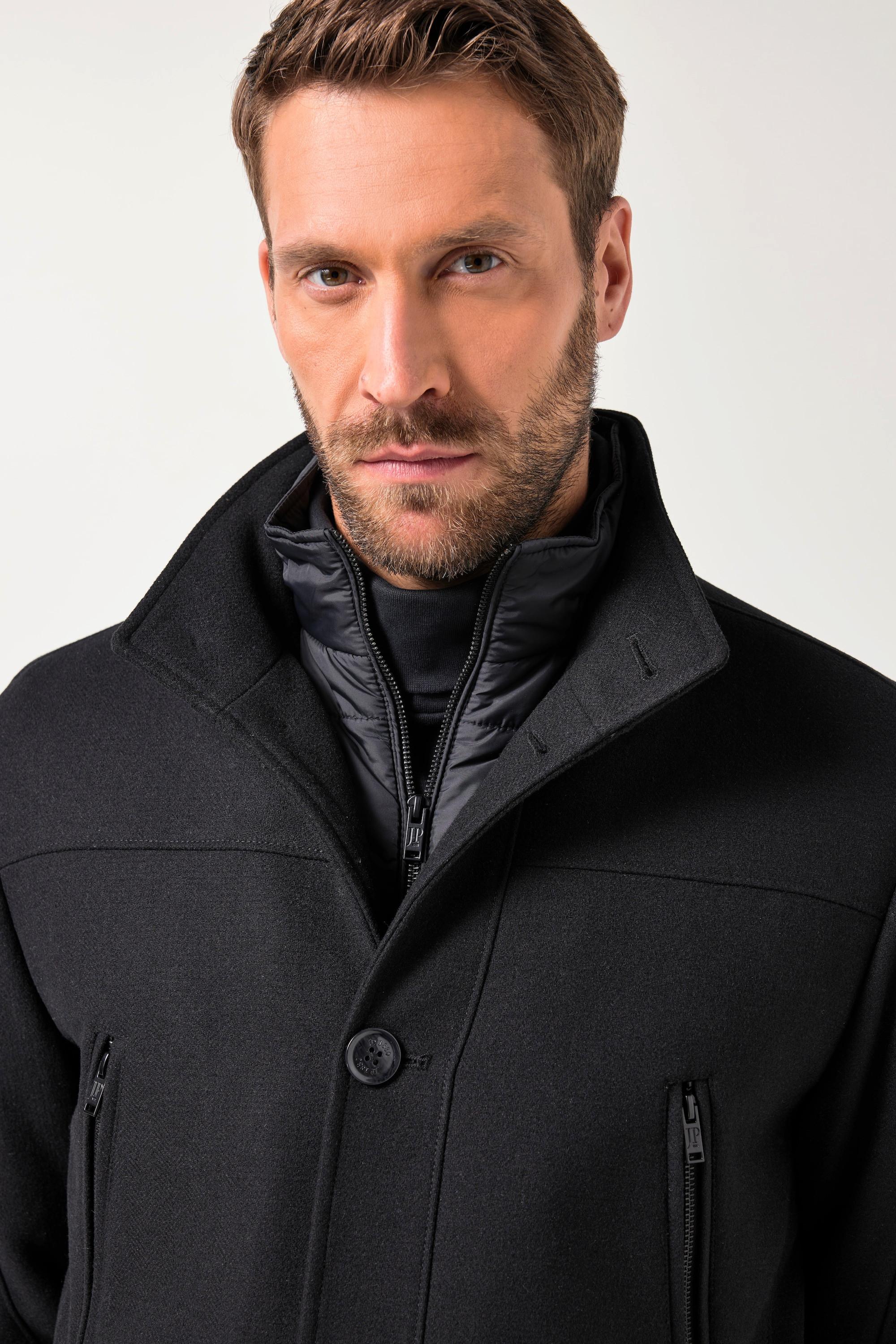 JP1880 Giacca Misto Lana Idrorepellente Inserto Spina di Pesce Collo Alto  