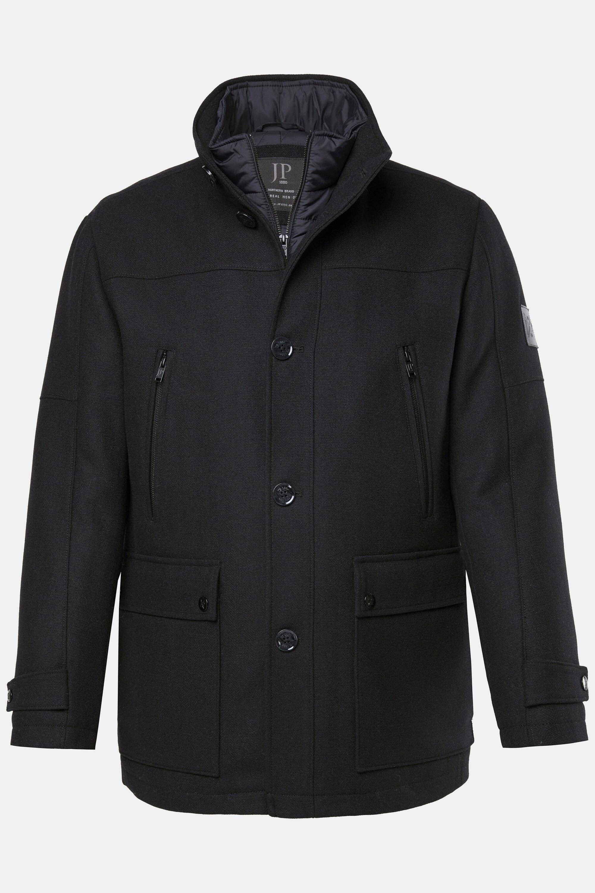 JP1880 Giacca Misto Lana Idrorepellente Inserto Spina di Pesce Collo Alto  