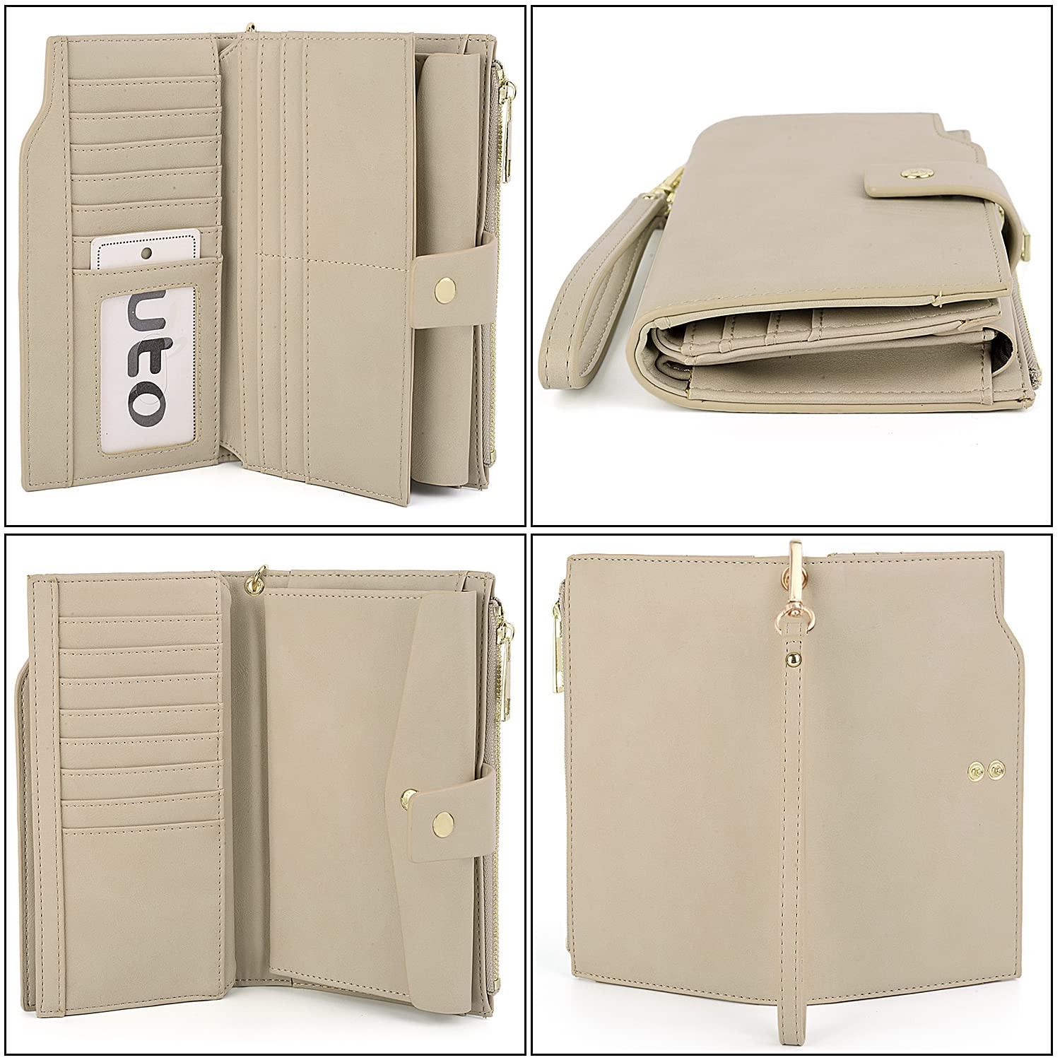 Only-bags.store  Brieftasche RFID-Blockierung Große Kapazität Vegan Leder Clutch Wallet 21 Card Slots Holder Organizer 