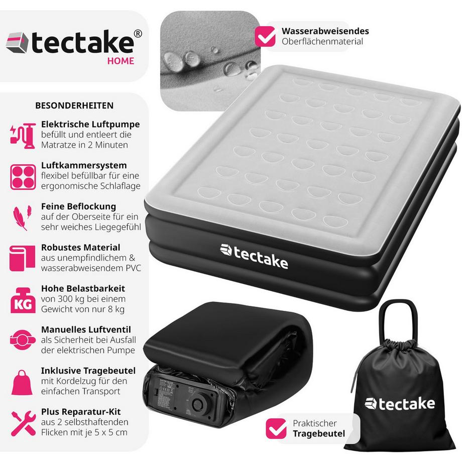 Tectake AirDreams Aufblasbare Matratze mit Elektropumpe  
