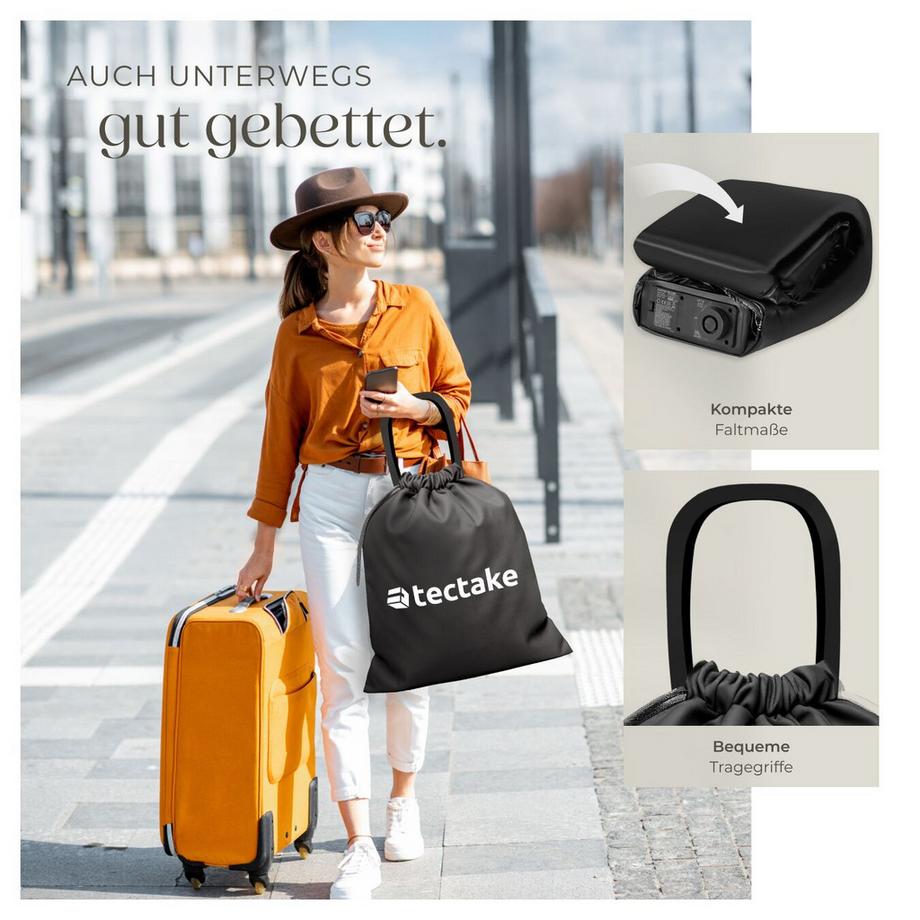 Tectake Aufblasbare Matratze AirDreams für 1 oder 2 Personen mit eingebauter elektrischer Pumpe, selbstaufblasend in 2 Minuten  