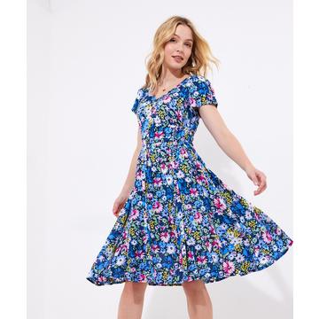 Florales Kleid mit geraffter Taille