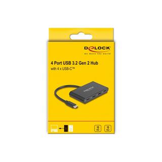 DeLock  64129 hub & concentrateur USB 3.2 Gen 2 (3.1 Gen 2) Type-C 5000 Mbit/s Noir 