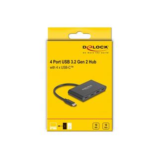 DeLock  USB 3.2 Gen 2 USB Type  Câ„¢ Hub mit 4 x USB Type  Câ„¢ Buchse 