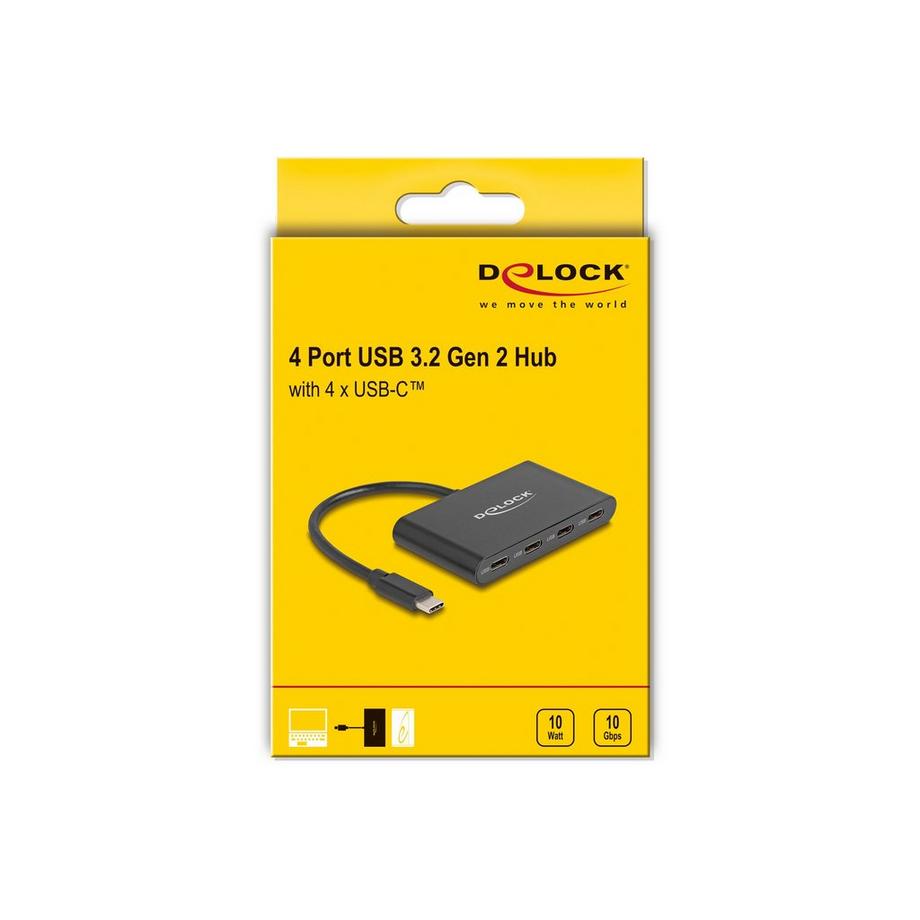 DeLock  USB 3.2 Gen 2 USB Type  Câ„¢ Hub mit 4 x USB Type  Câ„¢ Buchse 