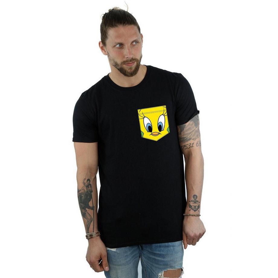 LOONEY TUNES Tweety Pie Face Faux Pocket T-Shirt  