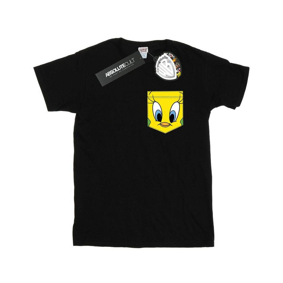 LOONEY TUNES Tweety Pie Face Faux Pocket T-Shirt  