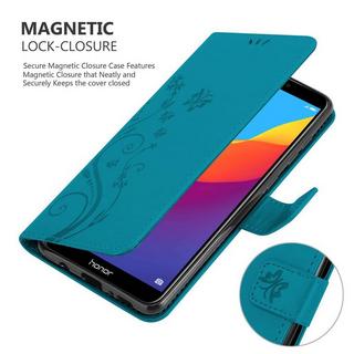 Cadorabo  Hülle für Honor 7C  Huawei Y7 2018 Blumen Design Magnetverschluss 