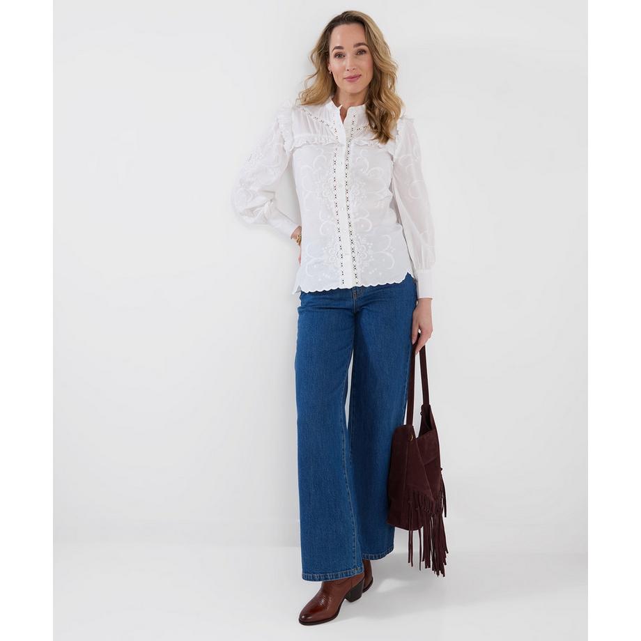 Joe Browns Blouse Boutonnée Brodée avec Détail Volant  
