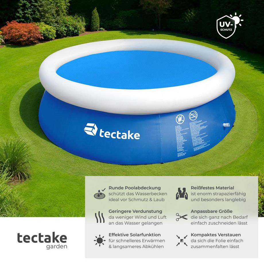 Tectake  Bâche de piscine  Rond et Auto-flottant, léger et résistant 