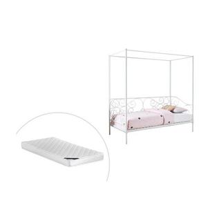 Vente-unique Letto a baldacchino Metallo Bianco + materasso VIVIAN  