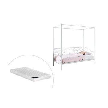 Letto a baldacchino Metallo Bianco + materasso VIVIAN