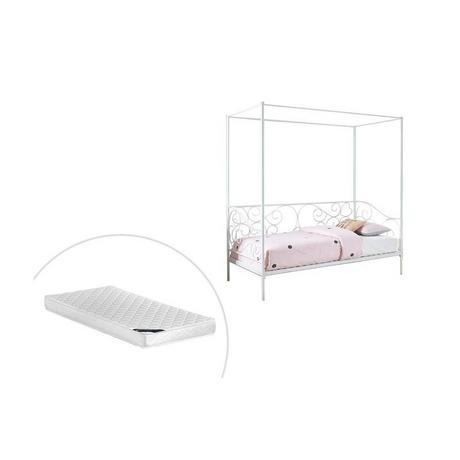 Vente-unique Letto a baldacchino Metallo Bianco + materasso VIVIAN  