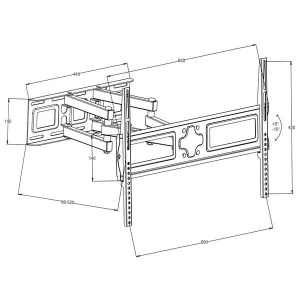 Tectake  Supporto da installazione a parete per monitor 32-65″ (81-165cm) inclinabile girevole 