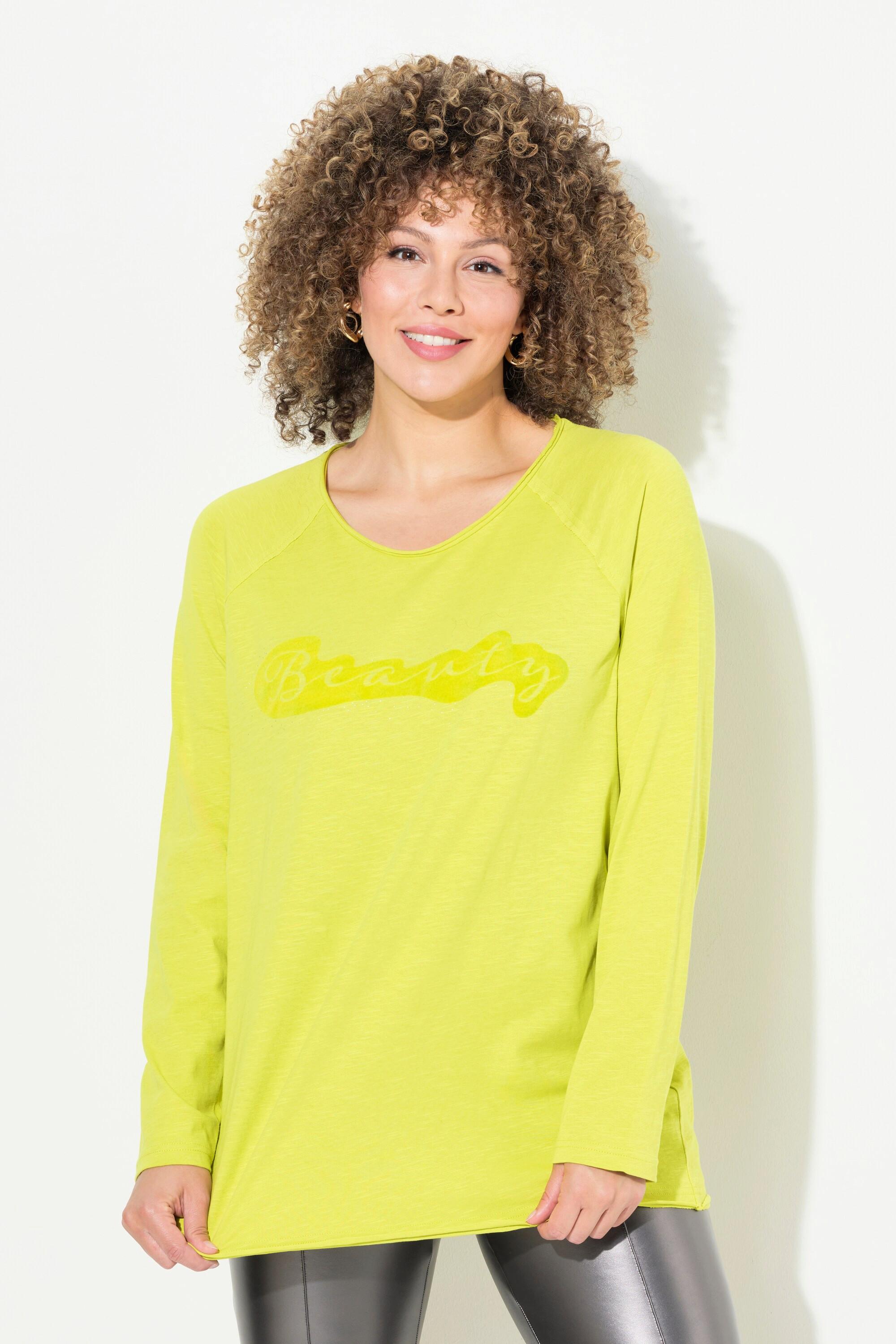Ulla Popken Imprimé Floqué A-Ligne Manches Longues Col Rond T-shirt  