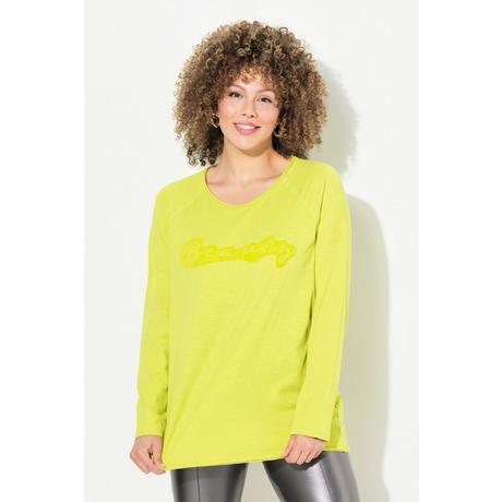 Ulla Popken  Shirt, Flockdruck, A-Linie, Rundhals, Langarm, offenkantig 