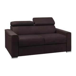 LINEA SOFA Canapé 3 places convertible express en tissu marron - couchage 140 cm - Matelas 22 cm avec mémoire de forme VIZIR  