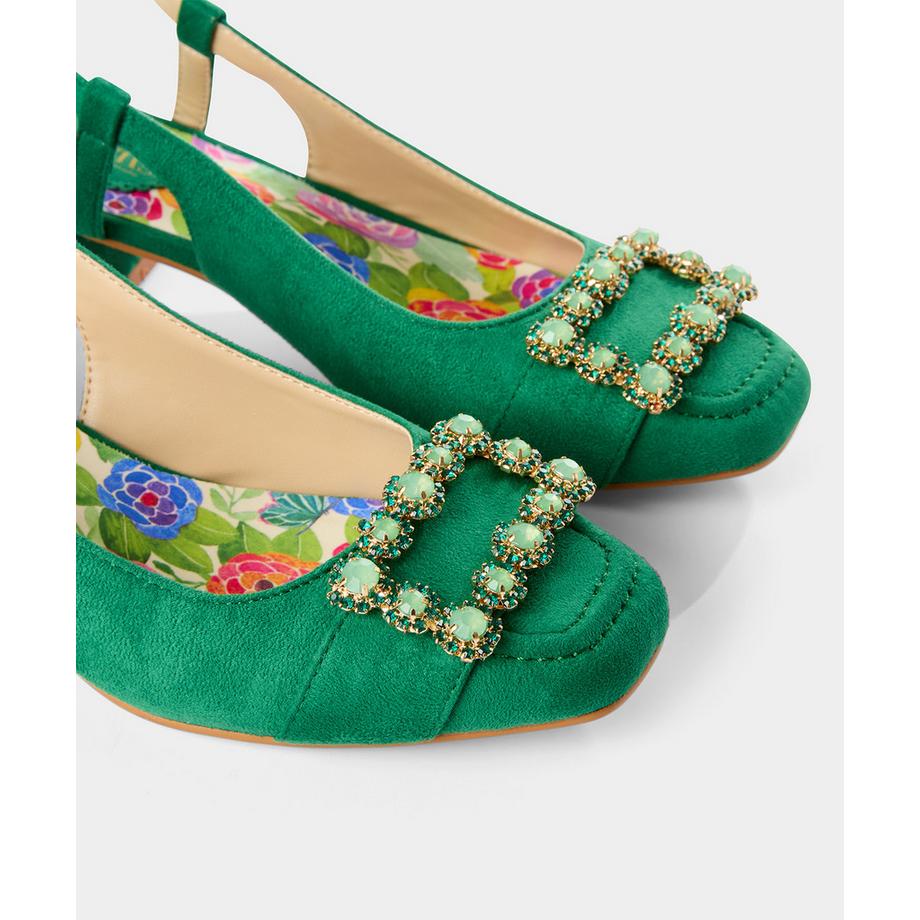 Joe Browns Slingback Schuhe Eckige Kappe mit Schmuckbrosche  