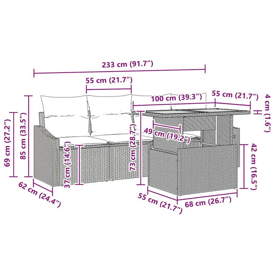 VidaXL Canapé de jardin poly rattan  
