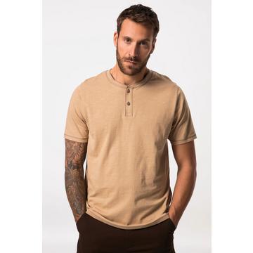 T-shirt en jersey flammé, à manches courtes et col tunisien (col rond et patte de boutonnage), jusqu'au 8 XL