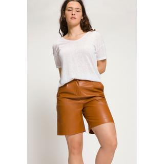 Studio Untold  Bermudas, High Waist, weites Bein, Lederoptik 