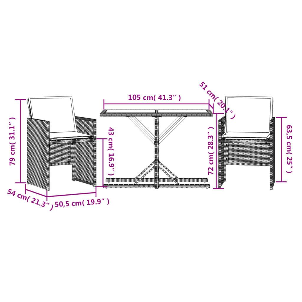 VidaXL Bistro set poly-rattan  