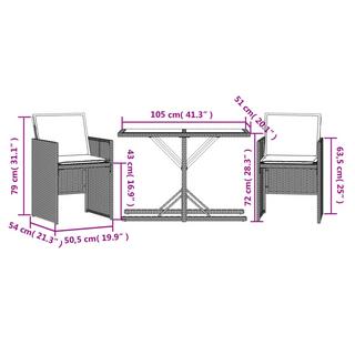 VidaXL Bistro set poly-rattan  