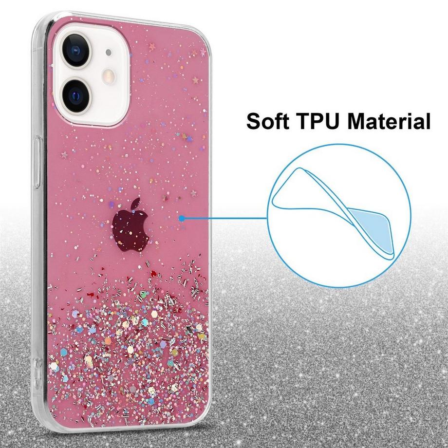 Cadorabo  Hülle für Apple iPhone 12 MINI TPU Silikon mit funkelnden Glitter 
