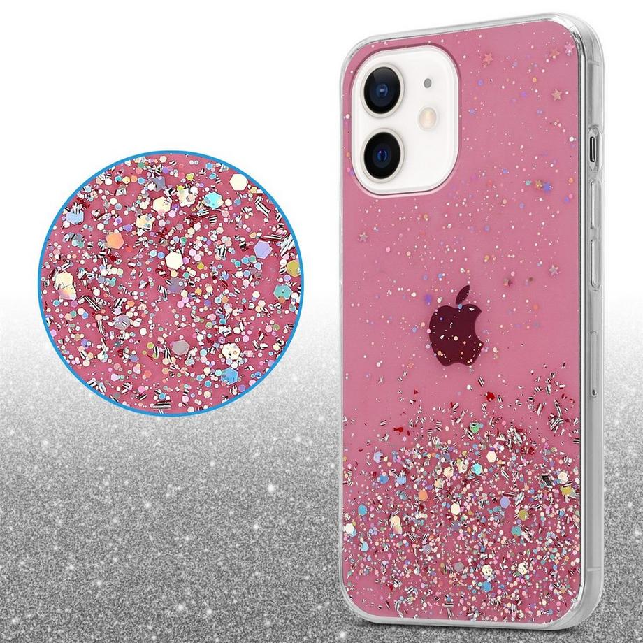 Cadorabo  Hülle für Apple iPhone 12 MINI TPU Silikon mit funkelnden Glitter 