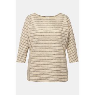 Ulla Popken Sweat-shirt rayé col rond manches 3/4  