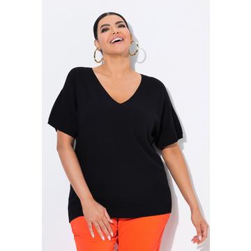 Maglione in maglia lavorata con scollo a V e mezze maniche