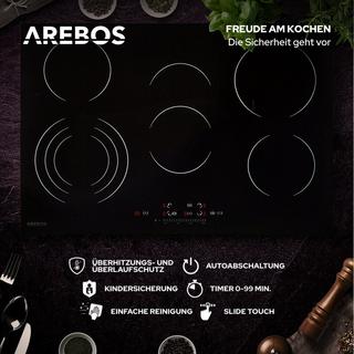 Arebos Table de cuisson vitrocéramique 5 plaques de cuisson capteur tactile 5 zones 8700 W  