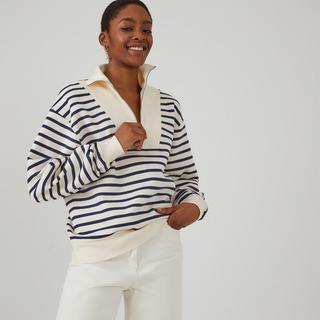 La Redoute Collections  Sweatshirt mit Troyerkragen und Streifen 