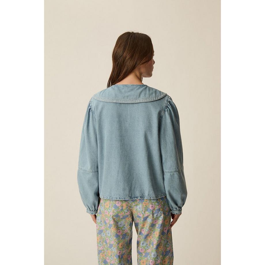 Des Petits Hauts Camicetta Denim Collo Claudine  