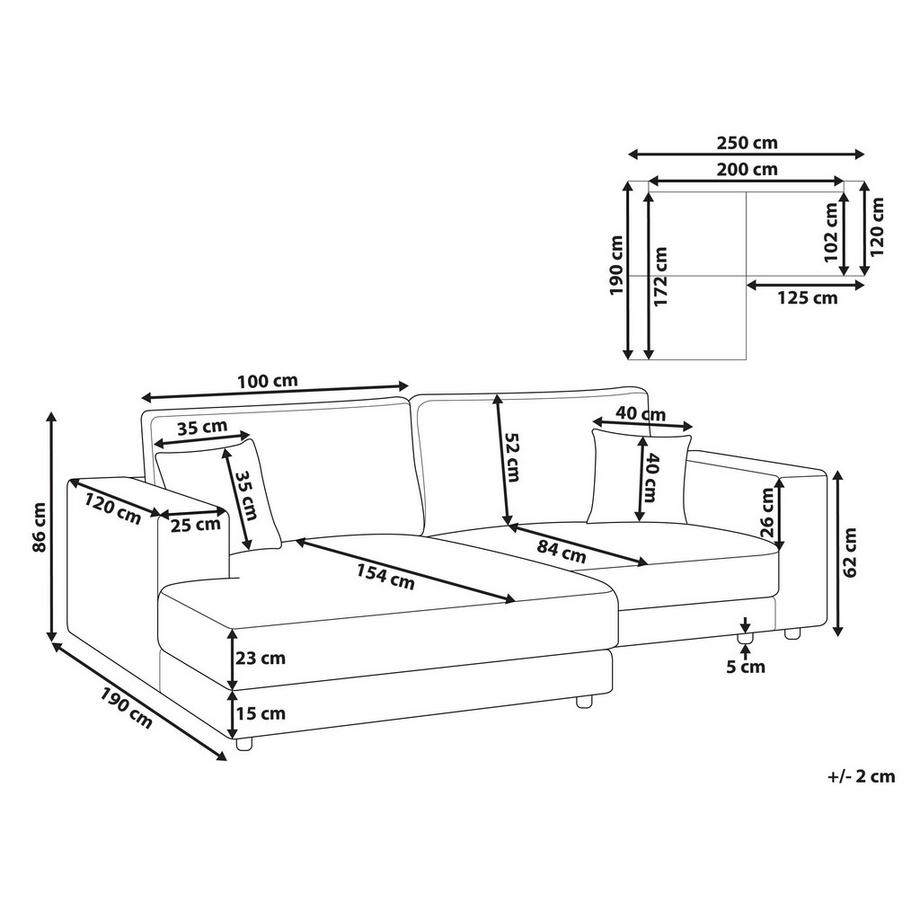 Beliani Canapé d'angle en Tissu Moderne LOFOTEN  