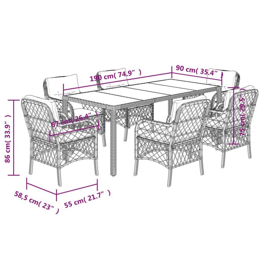 VidaXL set da pranzo da giardino Polirattan  