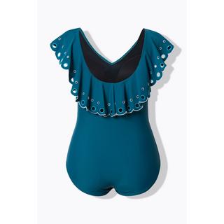 Ulla Popken Volant Stickerei Softcup Badeanzug  