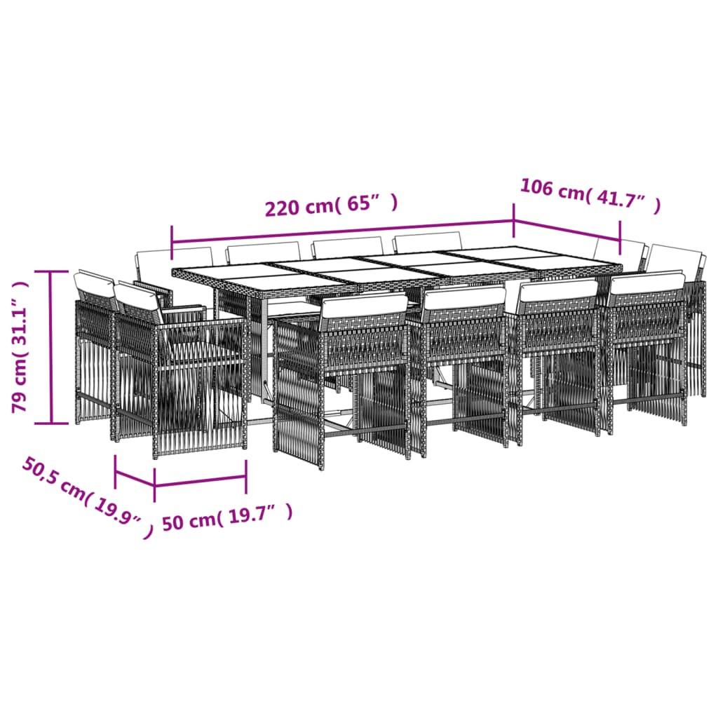 VidaXL Ensemble de salle à manger de jardin rotin synthétique  