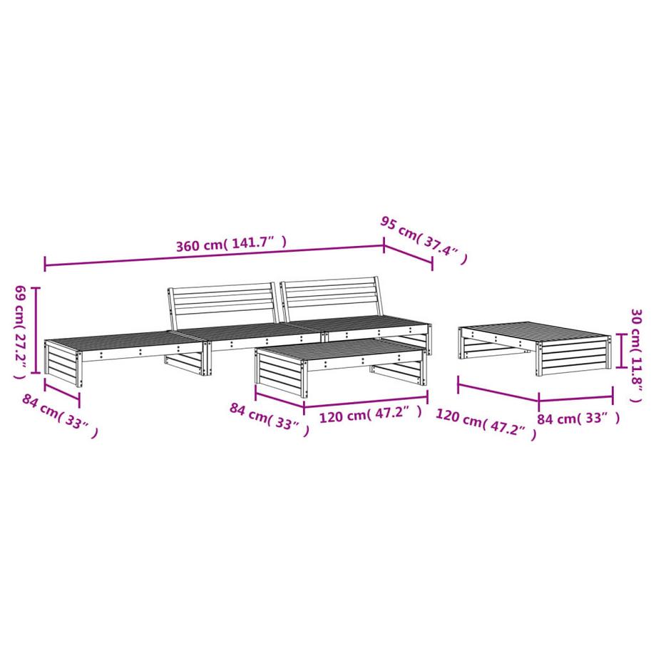 VidaXL set salotto da giardino Legno di douglas  