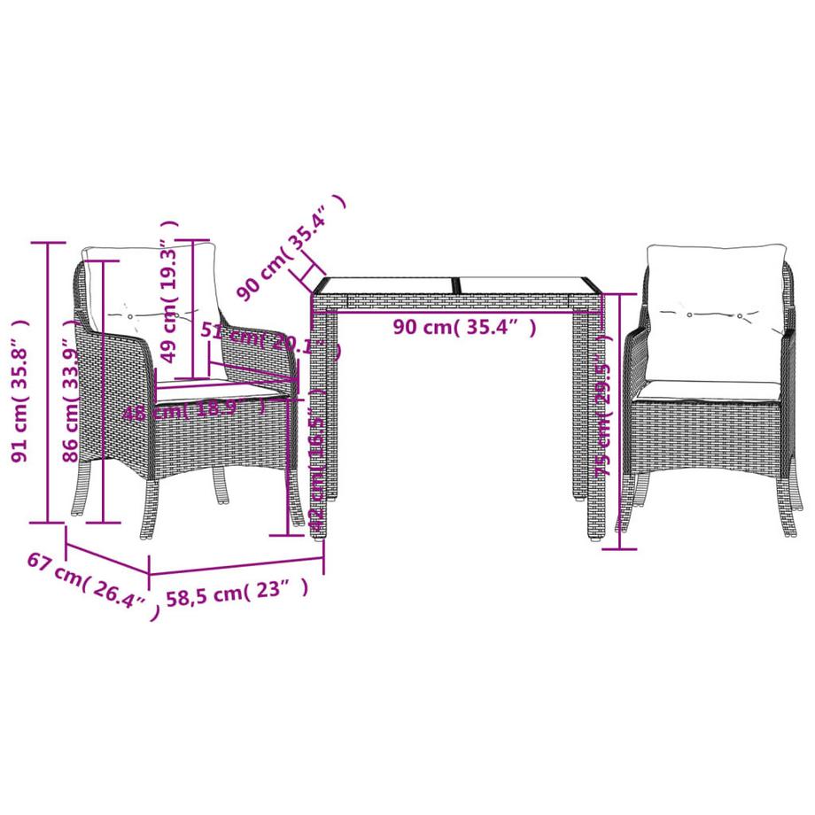 VidaXL set da pranzo da giardino Polirattan  